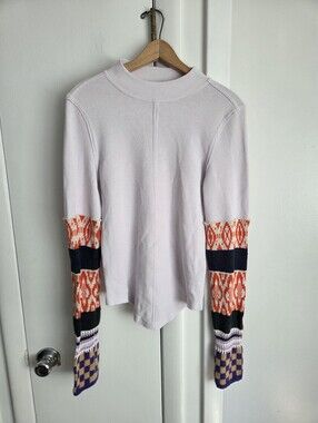 Free People Switch It Up Thermal Crotchet Indie Colorful Purple Top Size Large